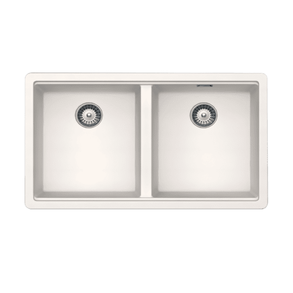 CM Nevada 76x44cm White Bianco Double Bowl Granite Sink