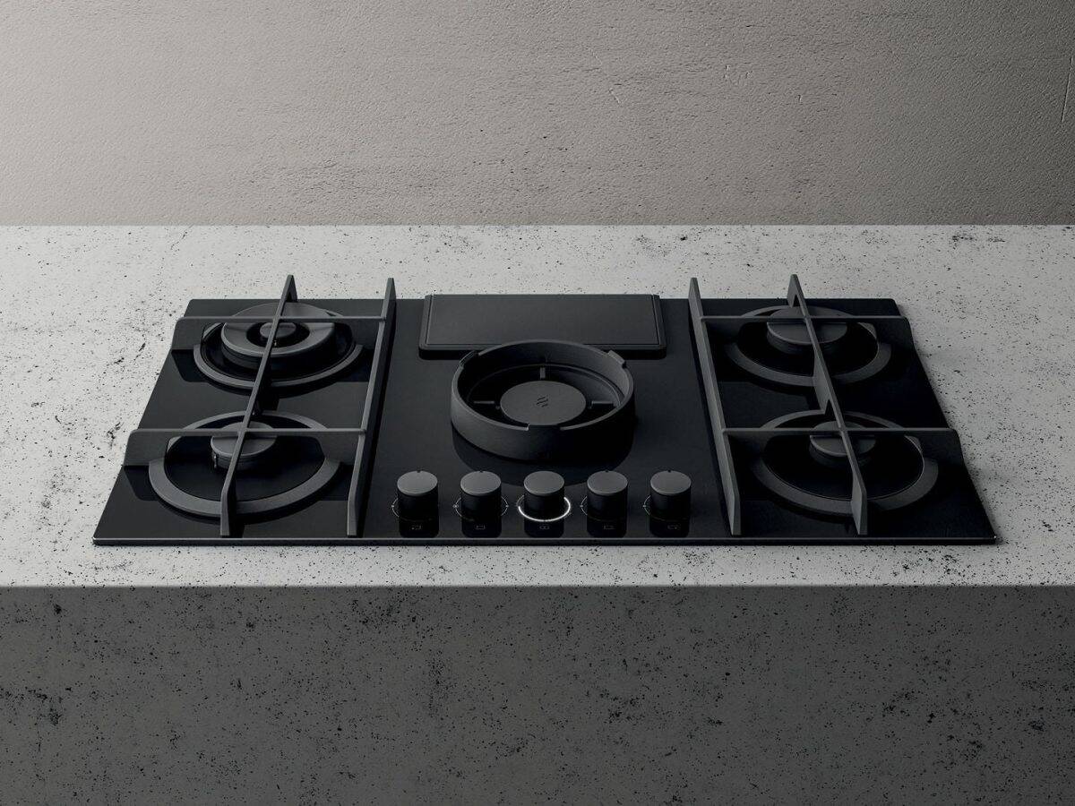 Elica Nikolatesla Flame Black Built-in Gas Hob 88cm - Image 1