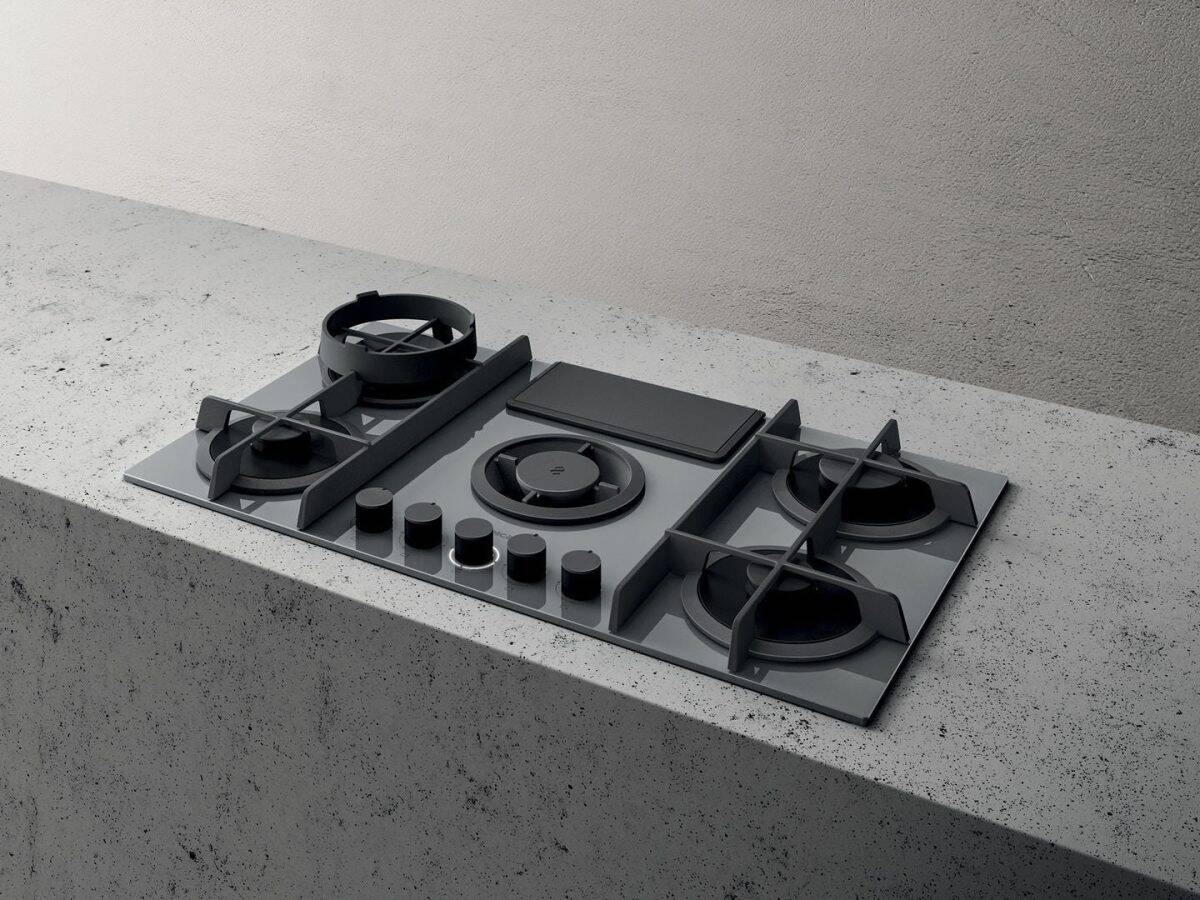 Elica Nikolatesla Flame Grey Glass Built-in Gas Hob 88cm - Image 2