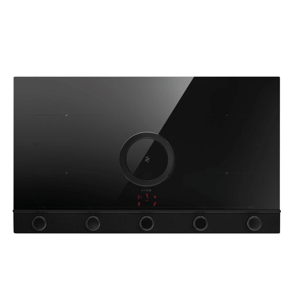 Performance Elica NikolaTesla UNPLUGGED EVO induction cooktop with sleek black glass surface and touch controls. Perfect for modern kitchens, offering efficient and precise cooking.
