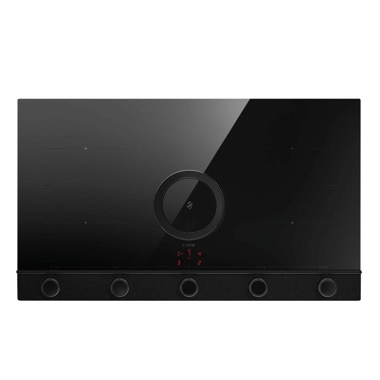 Performance Elica NikolaTesla UNPLUGGED EVO induction cooktop with sleek black glass surface and touch controls. Perfect for modern kitchens, offering efficient and precise cooking.