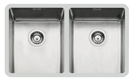 Foster 2203 850 KE-R15 Double Bowl Undermount Stainless Steel Sink 76 x 45cm