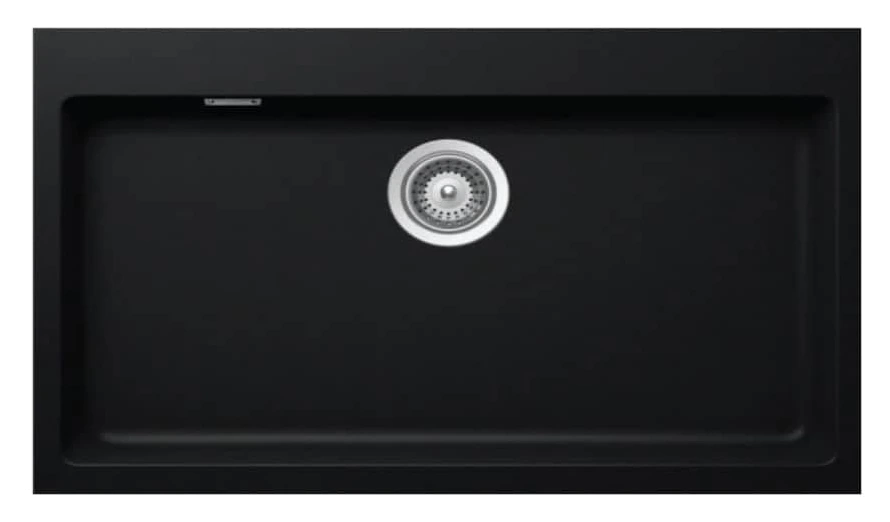 ELITE QJ-8650ST Single Bowl Black Topmount Granite Sink 86 x 50cm