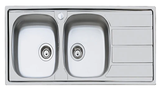 FOSTER 1812 560 Brushed Stainless Steel Standard Edge Sink with Two Bowls