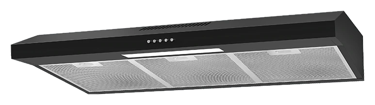 Elba EL3030BK 60cm built-in cooker hood in black under a kitchen cabinet