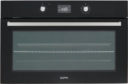 CM ELEGANT 90 Built-In Gas Oven, Black Glass and Stainless Steel Trim