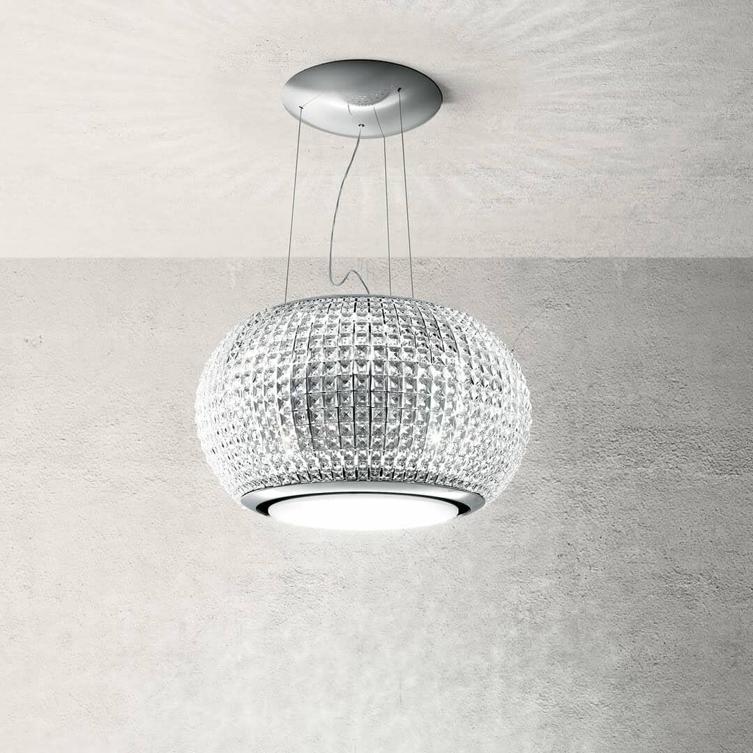 Elica Interstellar 65cm Island Hood – With A Clear Glass Finish
