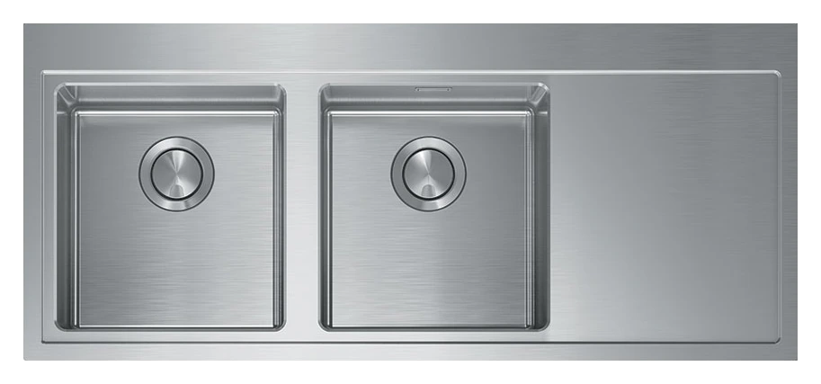 CM ENEA 116 X 50 2V Double Bowl Stainless Steel Top Mount Sink 490 x 200 cm - product photo