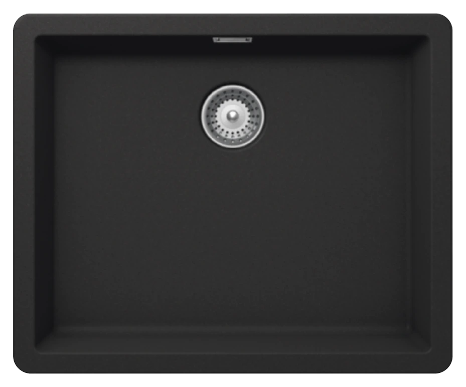 CM NEVADA 54X44 1V Black Single Bowl Composite Granite Under Mount Sink 54 x 44cm - product photo