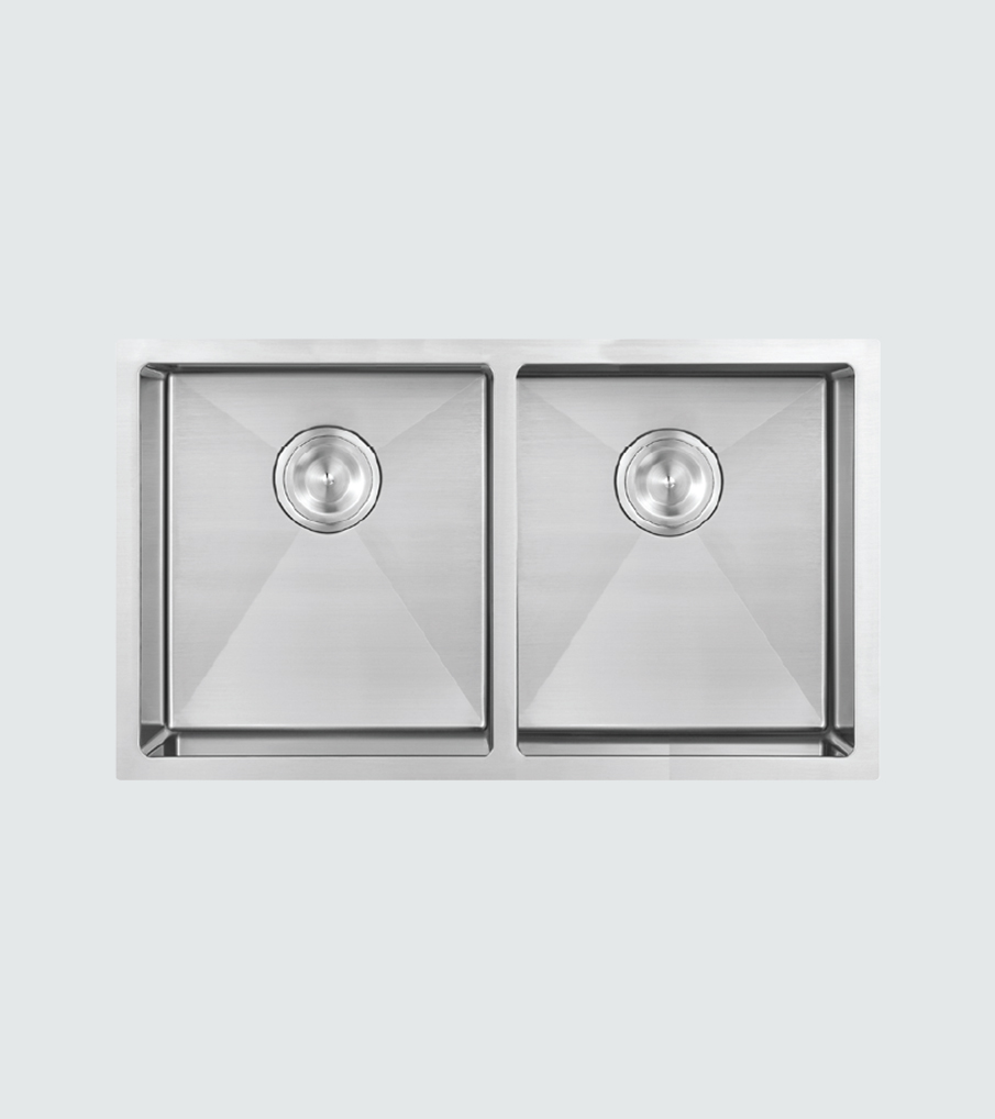 Algor AUM745-44SS double bowl stainless steel kitchen sink with brushed finish