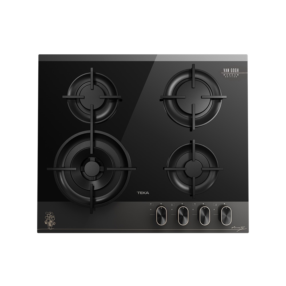 TEKA 60cm Gas on Glass hob with 4 cooking zones – Dark grey and black glass ( Van Gogh Museum Edition) – GBC 64 Van Gogh – 60cm
